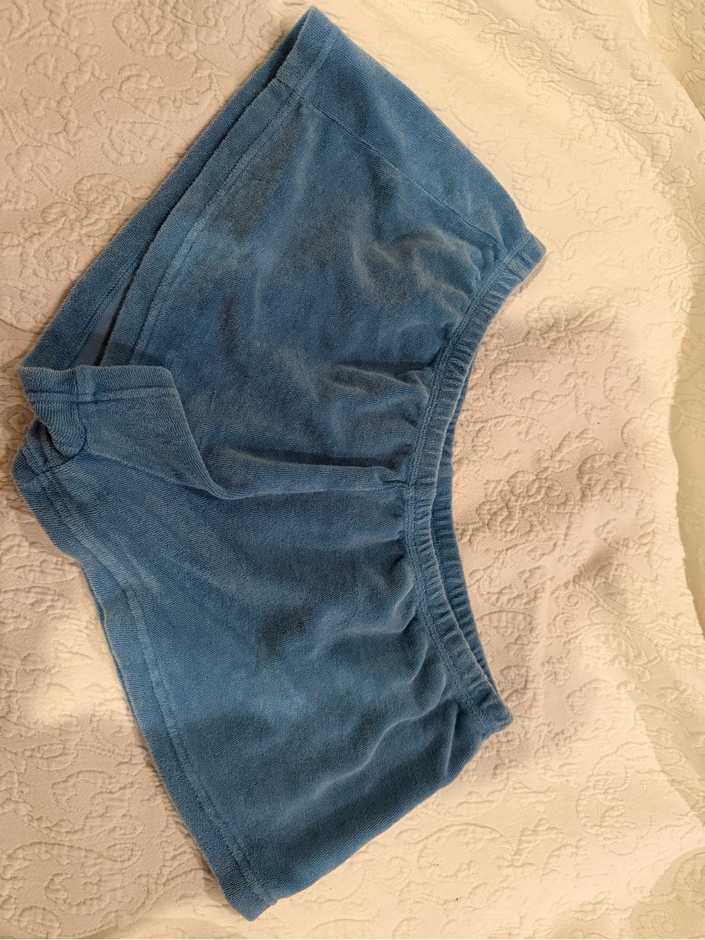 Girls Plush Terry Shorts in Dusty Blue